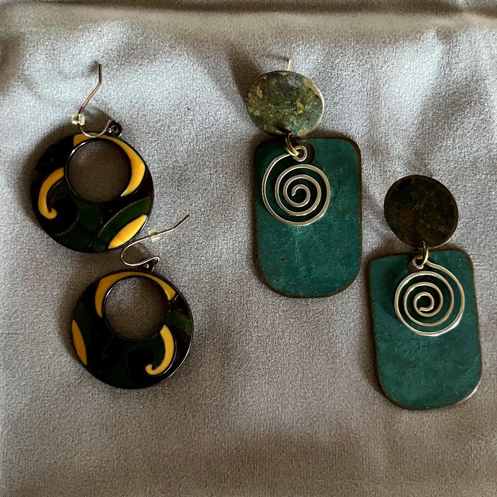 2 FOR $20 - TWO (2) Pairs of Vintage Retro Metal Earrings 1990's & 2000's